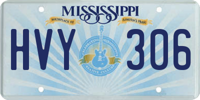 MS license plate HVY306
