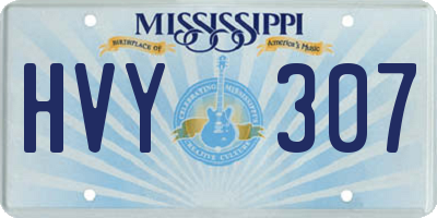 MS license plate HVY307