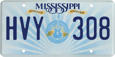 MS license plate HVY308