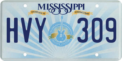 MS license plate HVY309
