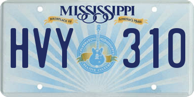 MS license plate HVY310