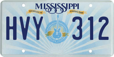 MS license plate HVY312