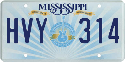 MS license plate HVY314