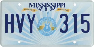 MS license plate HVY315