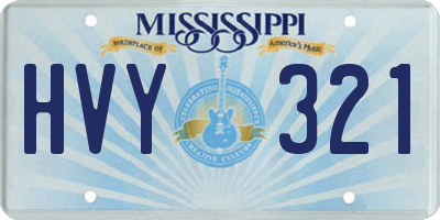 MS license plate HVY321