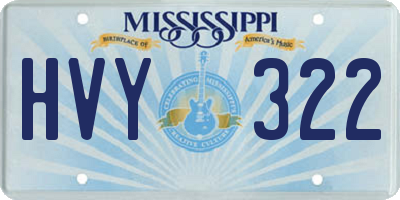 MS license plate HVY322
