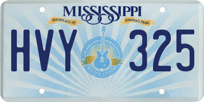 MS license plate HVY325