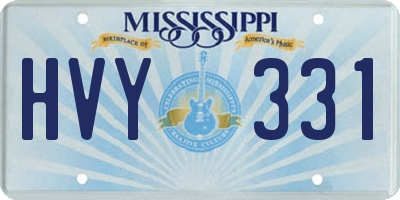 MS license plate HVY331