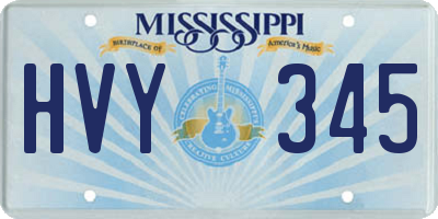 MS license plate HVY345