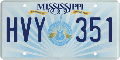 MS license plate HVY351