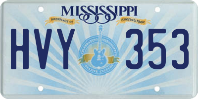 MS license plate HVY353