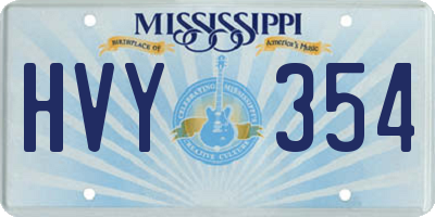 MS license plate HVY354