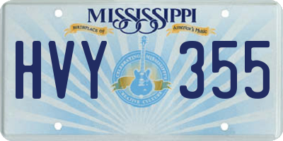 MS license plate HVY355