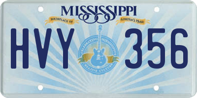 MS license plate HVY356