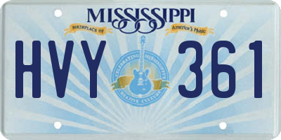 MS license plate HVY361