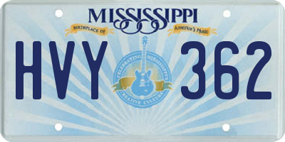 MS license plate HVY362