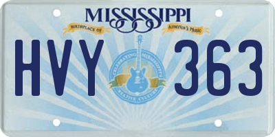 MS license plate HVY363