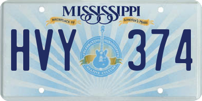 MS license plate HVY374