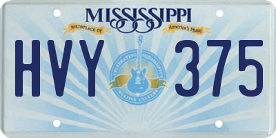 MS license plate HVY375