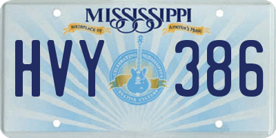 MS license plate HVY386