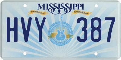 MS license plate HVY387