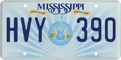 MS license plate HVY390