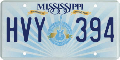 MS license plate HVY394
