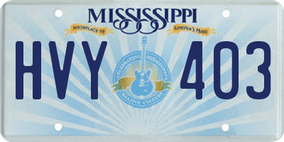 MS license plate HVY403