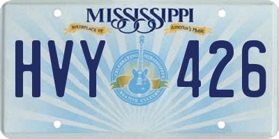 MS license plate HVY426