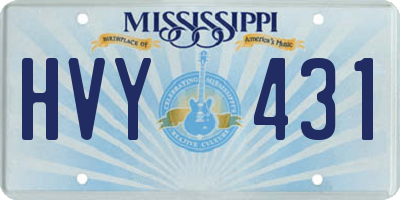 MS license plate HVY431