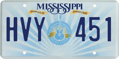 MS license plate HVY451