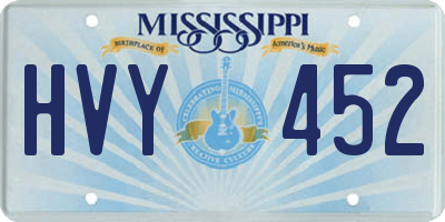 MS license plate HVY452