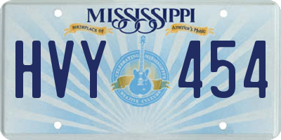 MS license plate HVY454