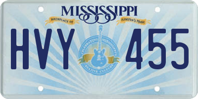 MS license plate HVY455