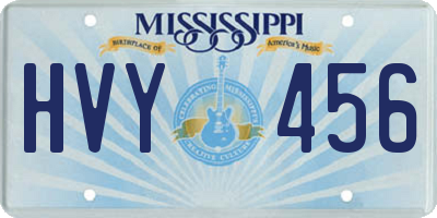 MS license plate HVY456