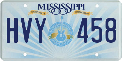 MS license plate HVY458