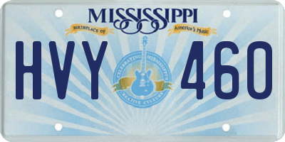 MS license plate HVY460