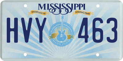 MS license plate HVY463