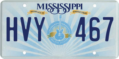 MS license plate HVY467