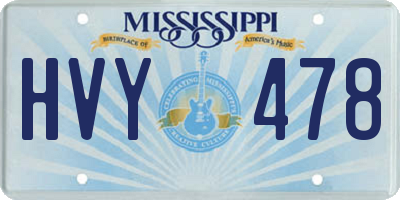 MS license plate HVY478
