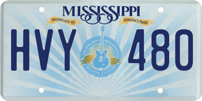 MS license plate HVY480