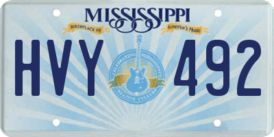 MS license plate HVY492
