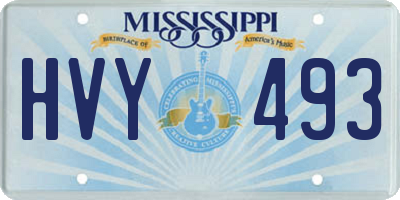 MS license plate HVY493
