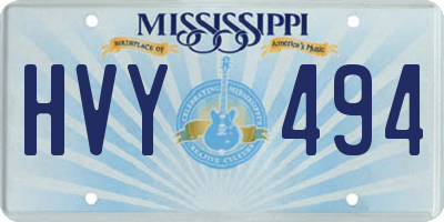 MS license plate HVY494