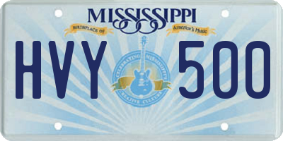 MS license plate HVY500