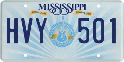MS license plate HVY501