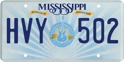 MS license plate HVY502