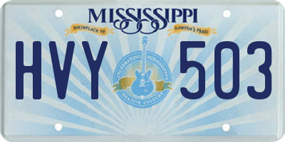 MS license plate HVY503