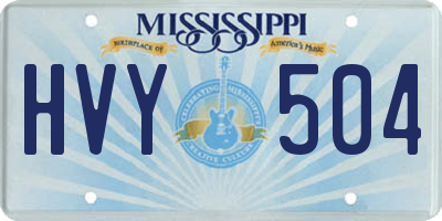 MS license plate HVY504