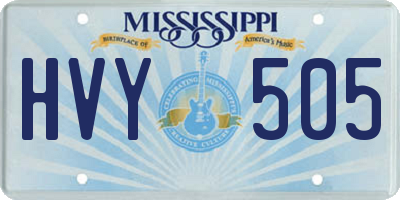 MS license plate HVY505